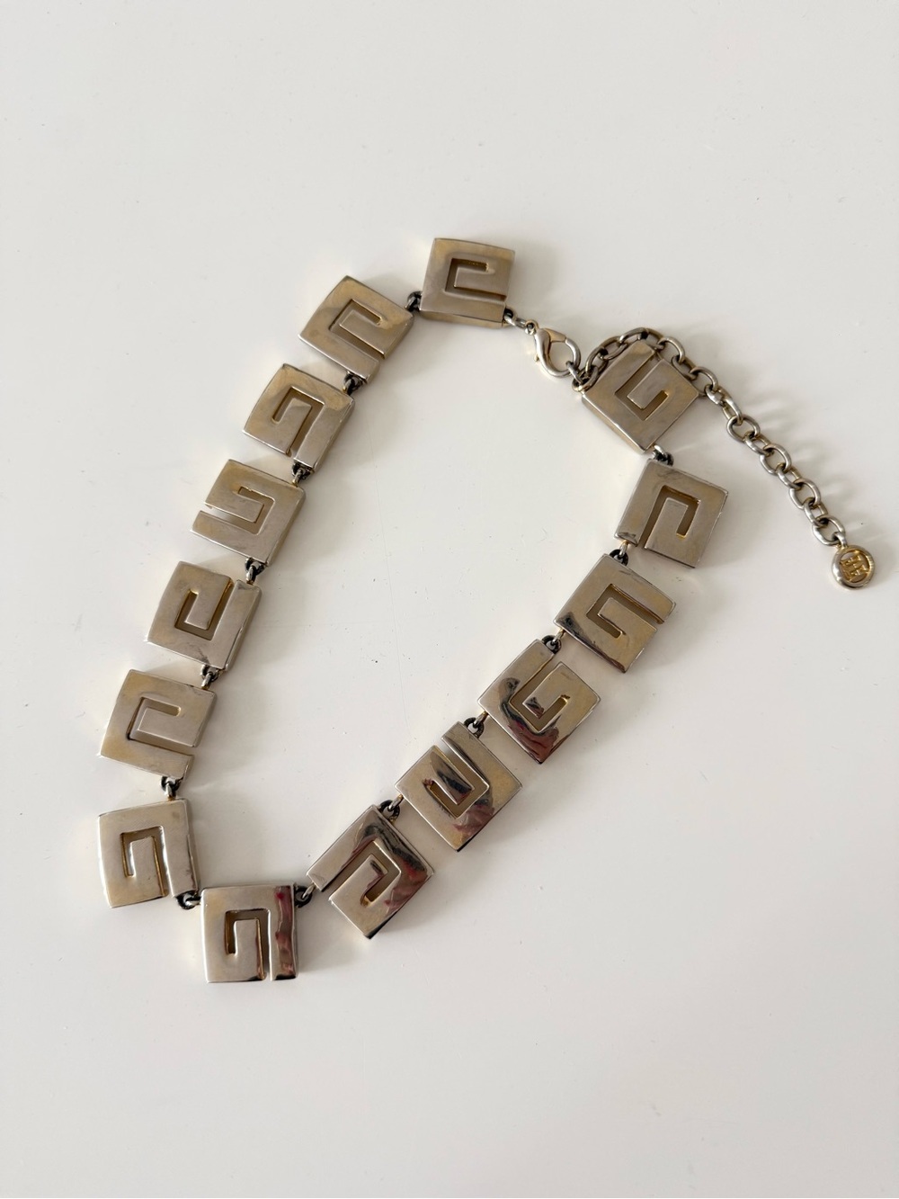 Vintage 80s Givenchy Gold / Silver G Logo Chunky Collar Statement Necklace - Picture 6 of 10